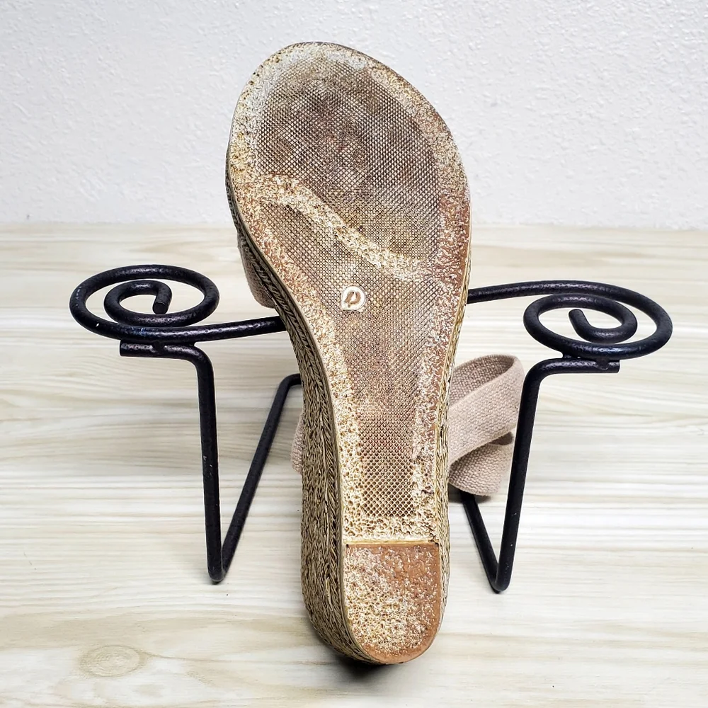 Charleston Beige Espadrille Wedge Sandals Size 8